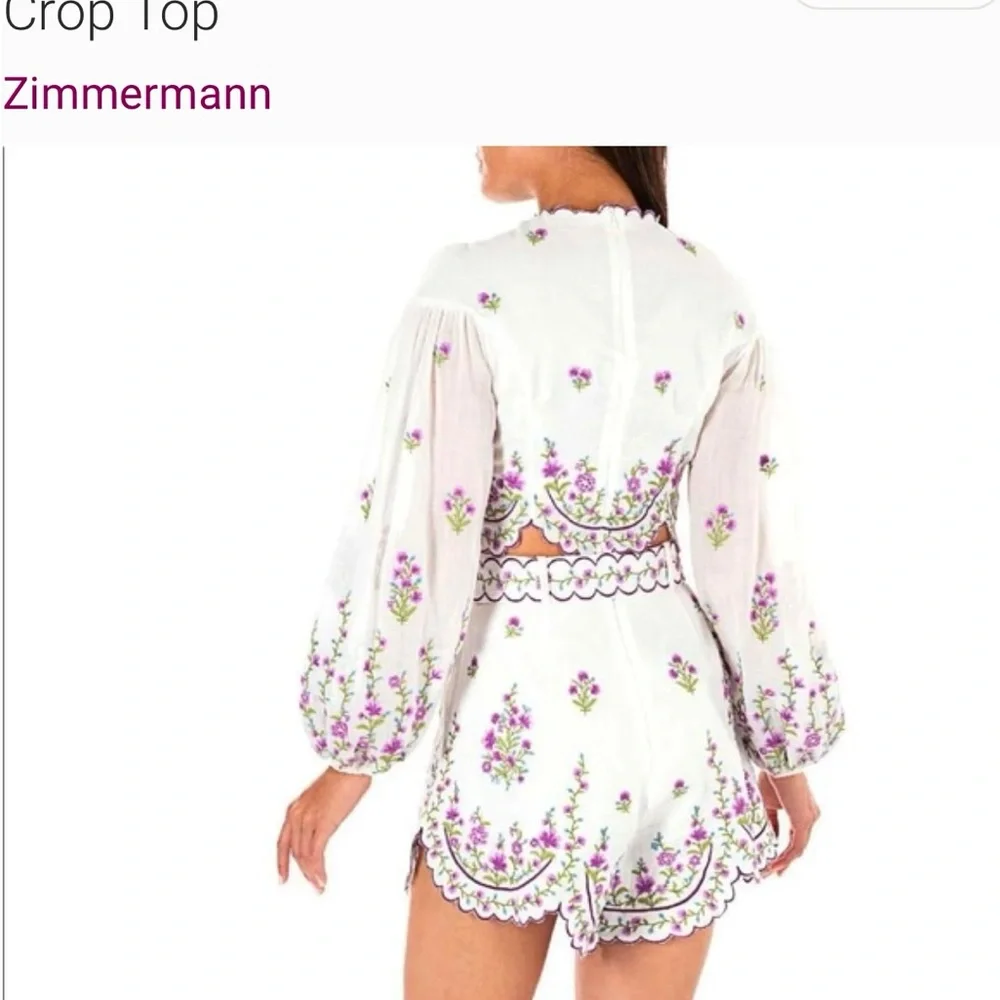 ZIMMERMANN 
Poppy floral-embroidered shorts and Top - Picture 3 of 4
